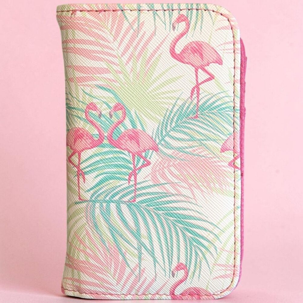 Julia Buxton Vegan Leather Wallet Pink Flamingo RFID Snap Close Pink
